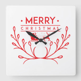 Horloge Carrée Design de Noël avec rennes