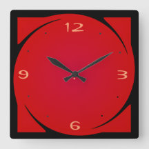 Design minimaliste en noir rouge>Horloge de cuisin