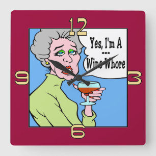 Horloge Carrée Dessin sur le vin