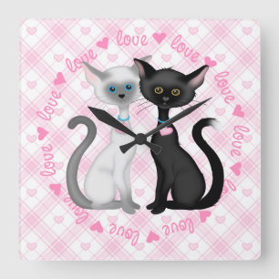 Horloge Carrée Deux Cute Siamese