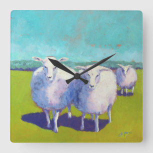Horloge Carrée Deux moutons dans le domaine