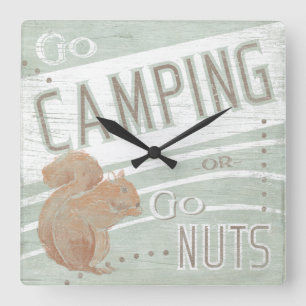 Horloge Carrée Devis Aller En Camping, Ou Aller Nuts