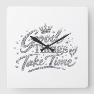 Horloge Carrée Devis Couronne de Cristal Luxueux