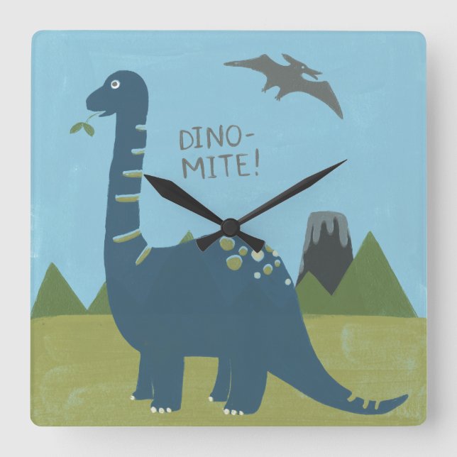 Horloge Carrée Dino-mite Dinosaur (Recto)