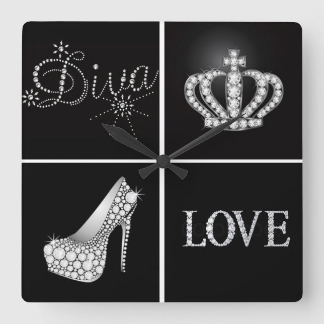 Horloge Carrée Diva Crown High Heel Love Collage (Recto)