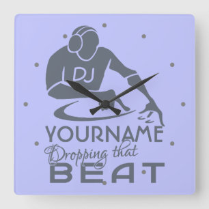 Horloge Carrée DJ custom color & monogram wall clock