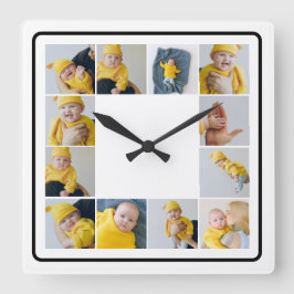 Horloge Carrée do-it-yourself Personnalisé 12 Photo Collage Modèl