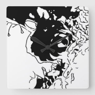 Horloge Carrée Doodle de fleurs