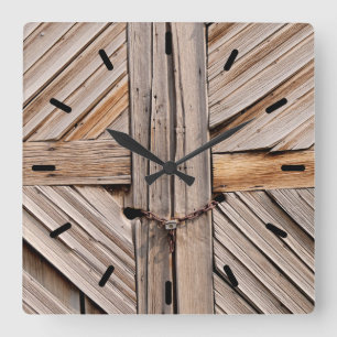 Horloge Carrée Doors de Rustic Wooden