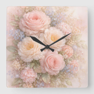 Horloge Carrée Douces rêves de floraison 