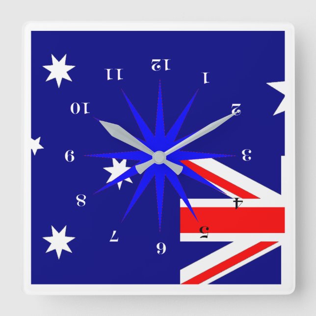 Horloge Carrée Down Under (pour nos amis en Australie) (Recto)