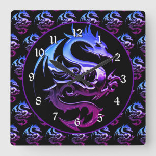 Horloge Carrée Dragon de Purple