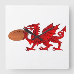Horloge Carrée Dragon gallois à l'horloge murale du Rugby