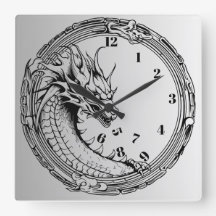 Dragon noir Manger l'horloge murale