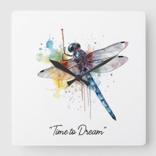 Horloge Carrée Dragonfly Dreamscape, personnalisé