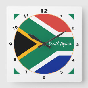 Horloge Carrée Drapeau africain moderne, Afrique du Sud Accueil /
