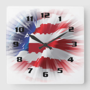 Horloge Carrée Drapeau américain patriotique très Cool