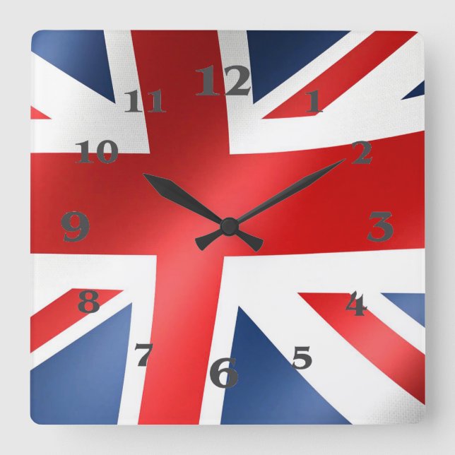 Horloge Carrée Drapeau anglais pour Carré-Mur-Horloge (Recto)
