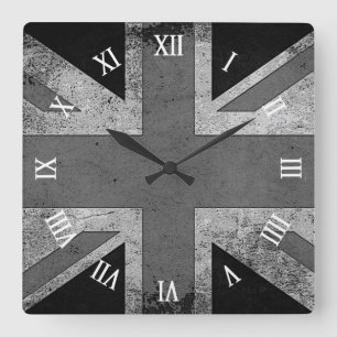 Horloge Carrée Drapeau artistique du R-U de grunge