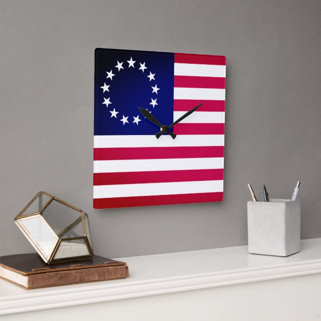 Horloge Carrée Drapeau Betsy Ross (Bureau)
