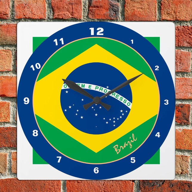 Horloge Carrée Drapeau brésilien & mode brésilienne tendance / de (Créateur téléchargé)