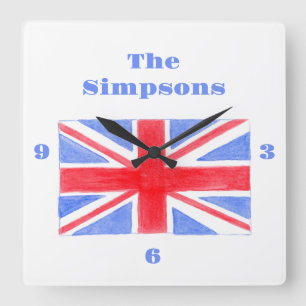 Horloge Carrée Drapeau britannique Union Jack Britannia