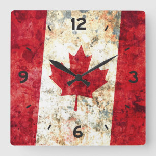 Horloge Carrée Drapeau canadien