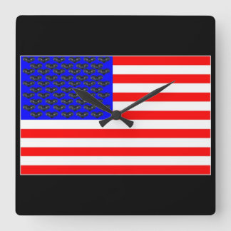 Horloge Carrée Drapeau Chats Noirs Et Bandes