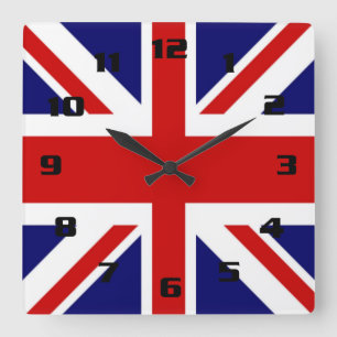 Horloge Carrée Drapeau classique du Royaume-Uni The Union Jack