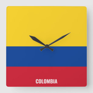 Horloge Carrée Drapeau Colombien Patriotique Éblouissant