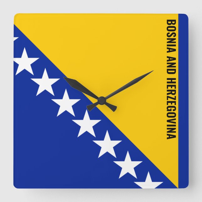 Horloge Carrée Drapeau de Bosnie-Herzégovine éblouissant patrioti (Recto)