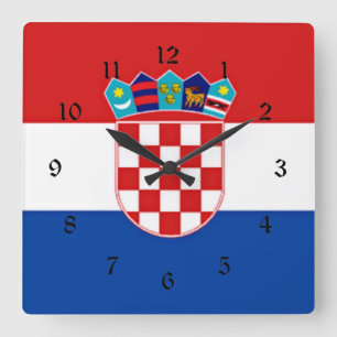 Horloge Carrée Drapeau de Croatie