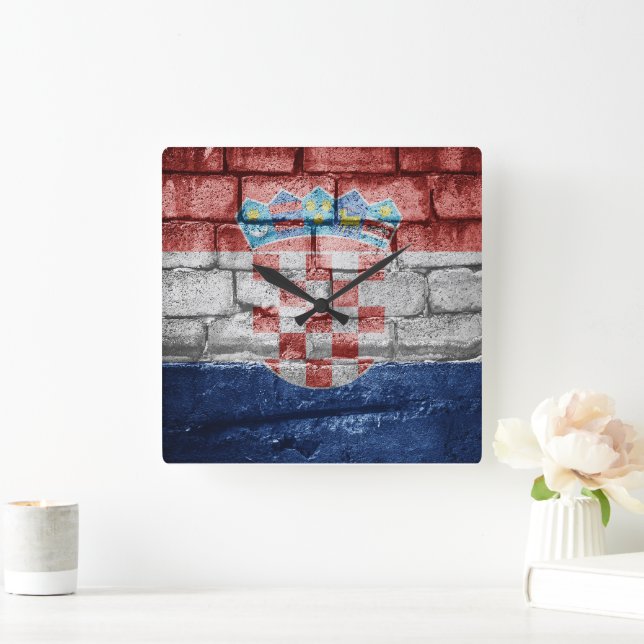 Horloge Carrée Drapeau de Croatie (Maison)