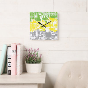 Horloge Carrée Drapeau de fierté lithromantique abstrait funky gé
