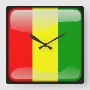 Horloge Carrée Drapeau de Guinée