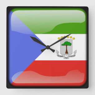 Horloge Carrée Drapeau de Guinée équatoriale