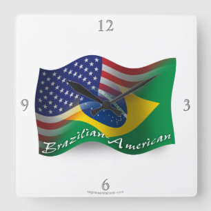 Horloge Carrée Drapeau de la Brazilian