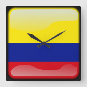 Horloge Carrée Drapeau de la Colombie