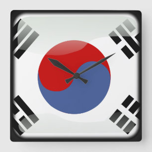 Horloge Carrée Drapeau de la Corée du Sud
