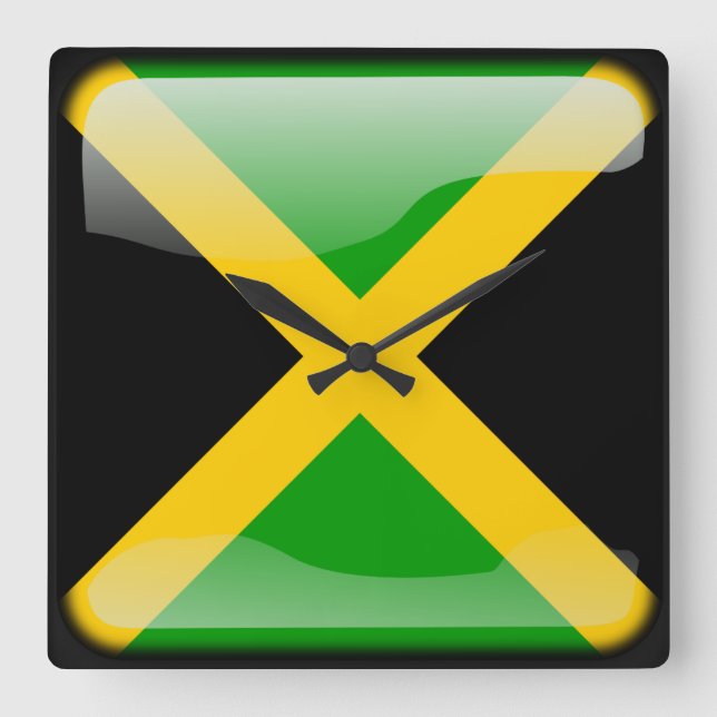 Horloge Carrée Drapeau de la Jamaïque (Recto)