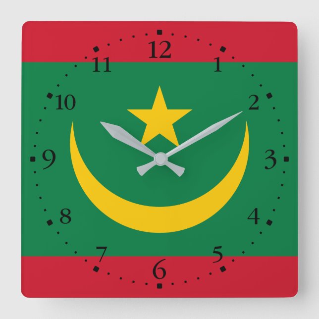Horloge Carrée Drapeau de la Mauritanie (Recto)