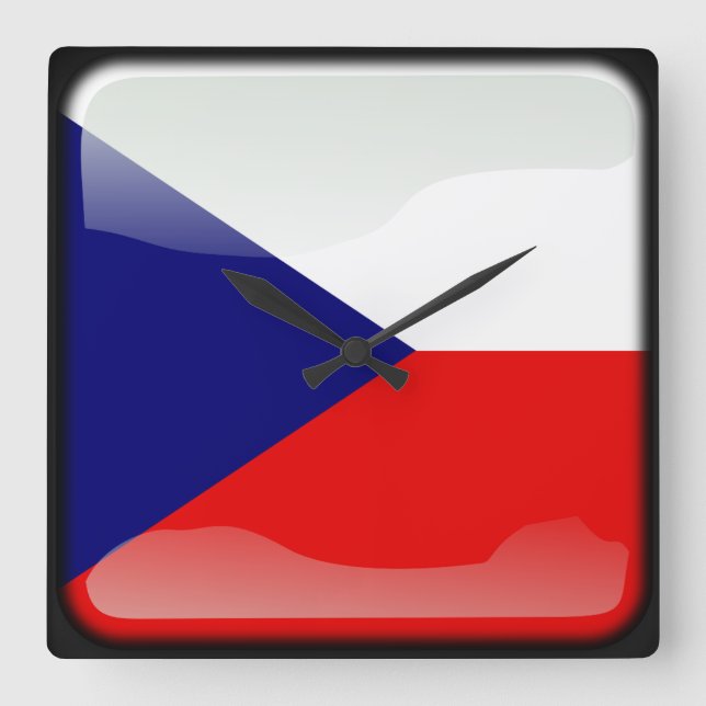 Horloge Carrée Drapeau de la République tchèque (Recto)