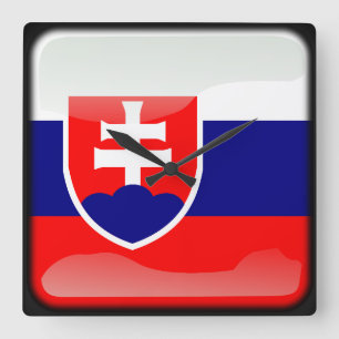 Horloge Carrée Drapeau de la Slovaquie