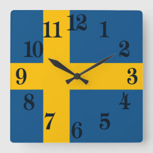 Horloge Carrée Drapeau de la Suède