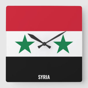 Horloge Carrée Drapeau de la Syrie Patriotique Éblouissant