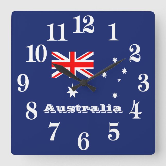 Horloge Carrée Drapeau de l'Australie (Recto)