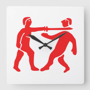 Horloge Carrée Drapeau de l'Empire du Bénin / Emblème