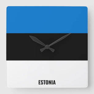 Horloge Carrée Drapeau de l'Estonie Patriotique