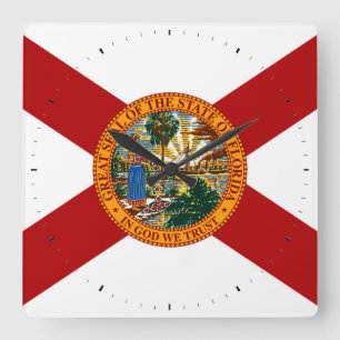 Horloge Carrée Drapeau de l'État de Floride