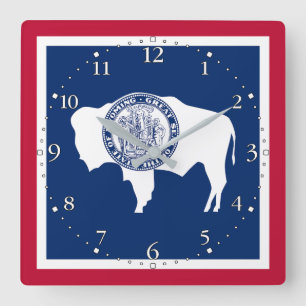 Horloge Carrée Drapeau de l'État du Wyoming